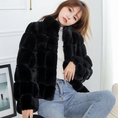 Coat for women winter French mink fur thickened warm foreign rex rabbit fur versatile plush fur top