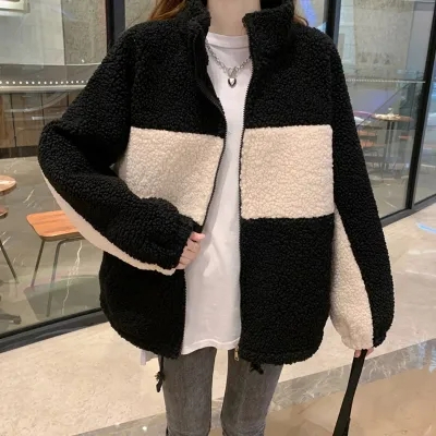 胖妹妹加大碼200斤羊羔絨毛外套女秋冬季年百搭寬鬆短款休閒上衣