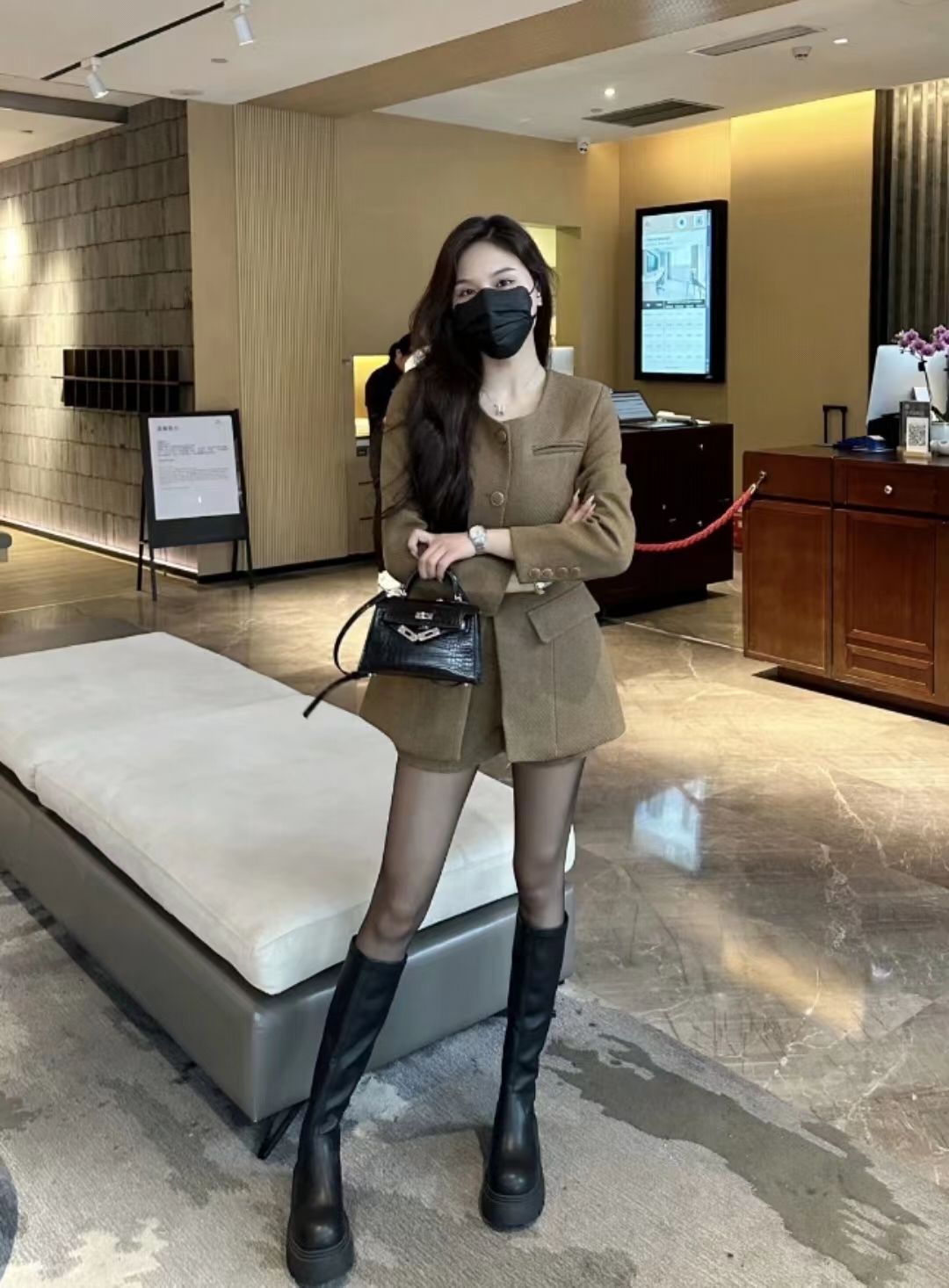 韓版秋冬收腰套裝