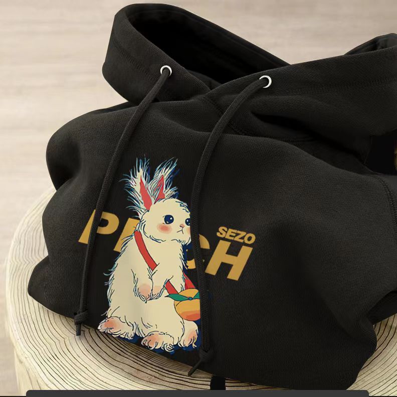 Thin Chinese cotton milk silk plus velvet Chinese cotton silver fox velvet printed sweatshirt women's hooded simple high-end top