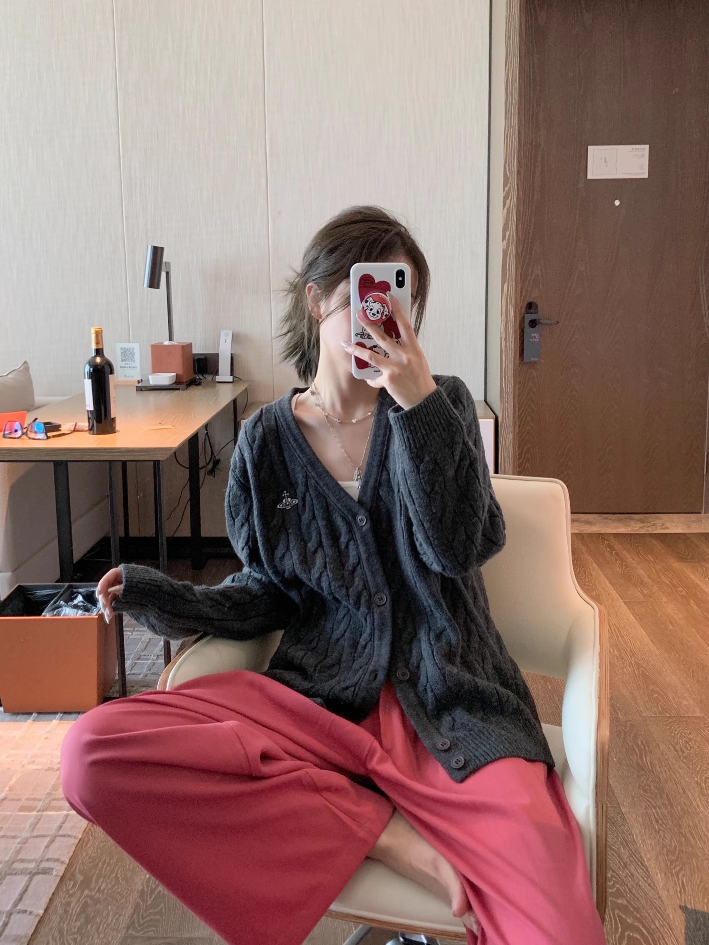 High quality new autumn and winter cashmere cardigan women's knitted V-neck slim embroidered college style sweater jacket