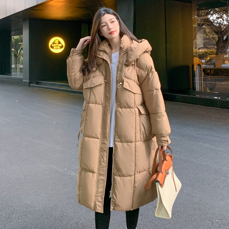 實拍棉服女外套韓版中長款大碼港風ins寬鬆長款收腰羽絨服棉衣潮