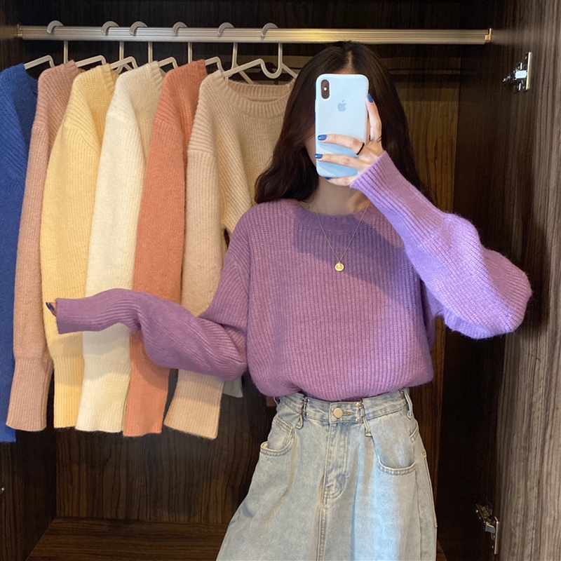毛衣女設計感小眾秋冬寬鬆外穿短款套頭慵懶風復古日系溫柔風上衣
