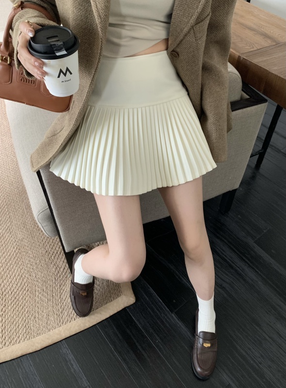 Actual shot~Thick woolen anti-exposure skirt A-line skirt