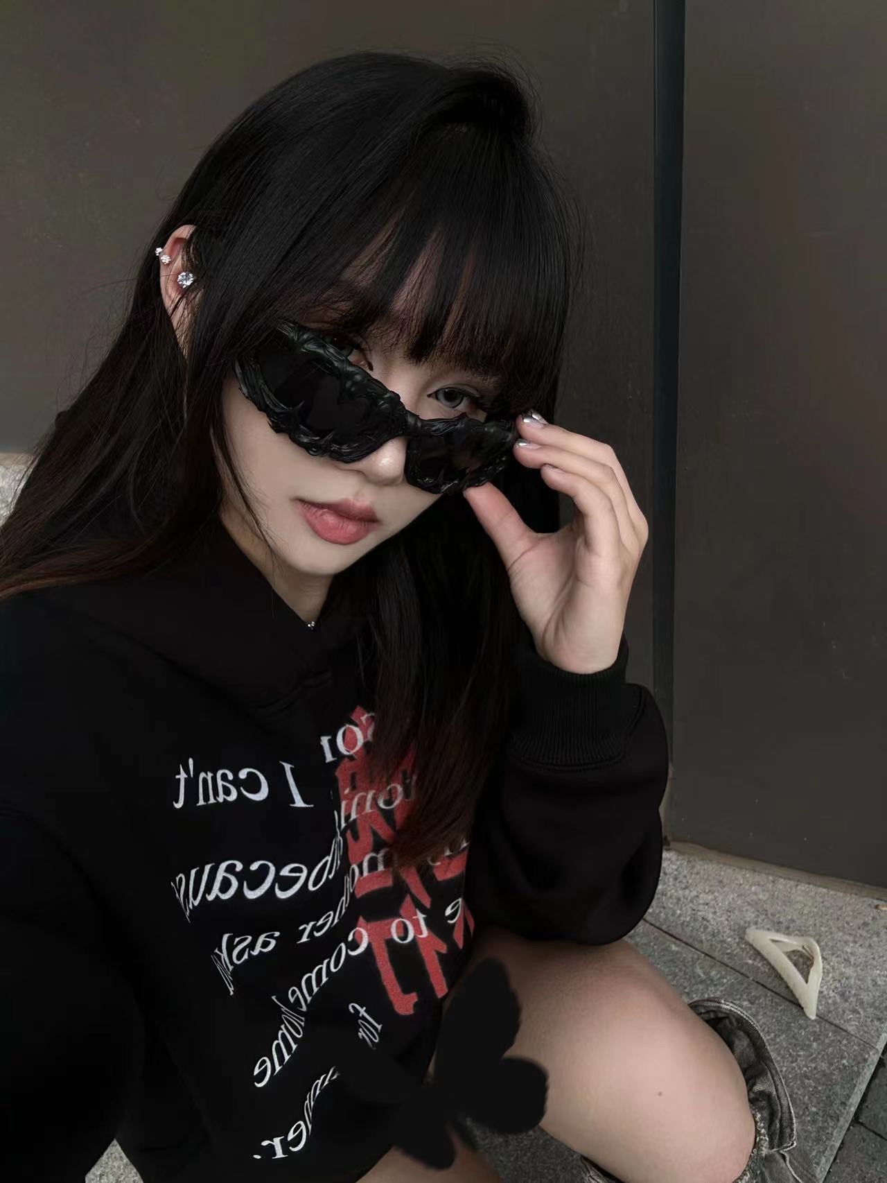 國潮美式加絨加厚衛衣女秋冬字母印花連帽衫外套重磅寬鬆情侶上衣