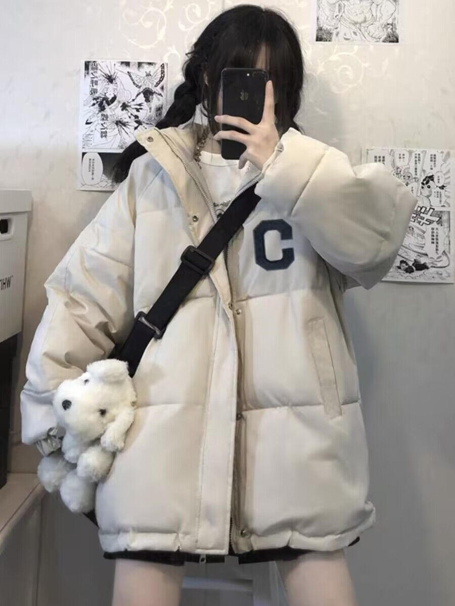 2023新款初中學生冬季寬鬆立領棉服棉衣少女ins潮麵包服保暖外套