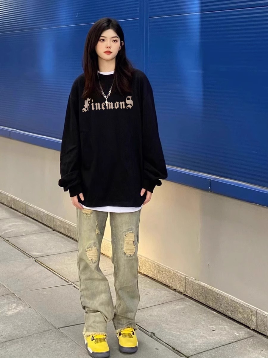 CVC cotton pasta wool Chinese cotton composite/milk silk 300g silver fox velvet 400g front and back printed round neck sweatshirt for women