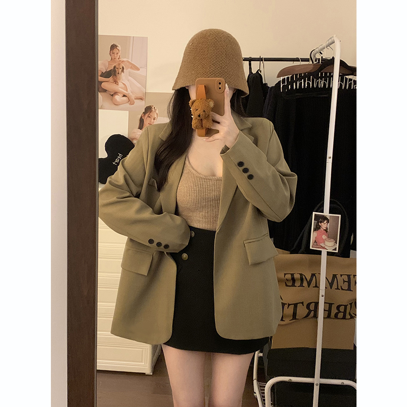 實拍2023秋冬季新款西裝外套女時尚寬鬆簡約設計感休閒小西服上衣