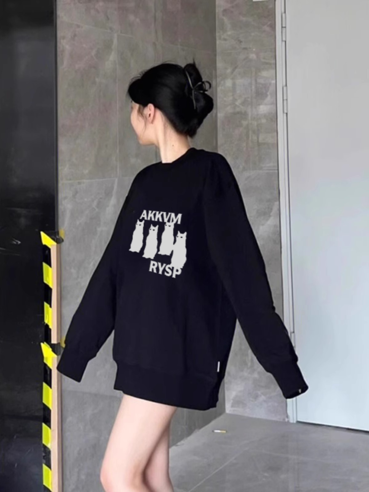 CVC cotton pasta wool Chinese cotton composite/milk silk 320g silver fox velvet 400g front printed round neck sweatshirt for women