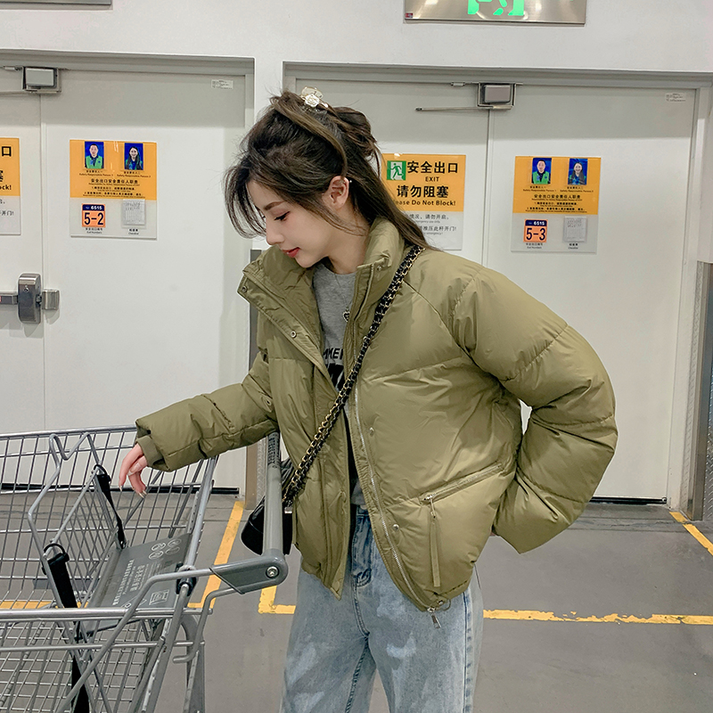 實拍XIAOLIN醬 小個子韓版立領短款加厚白鴨絨麵包服羽絨服