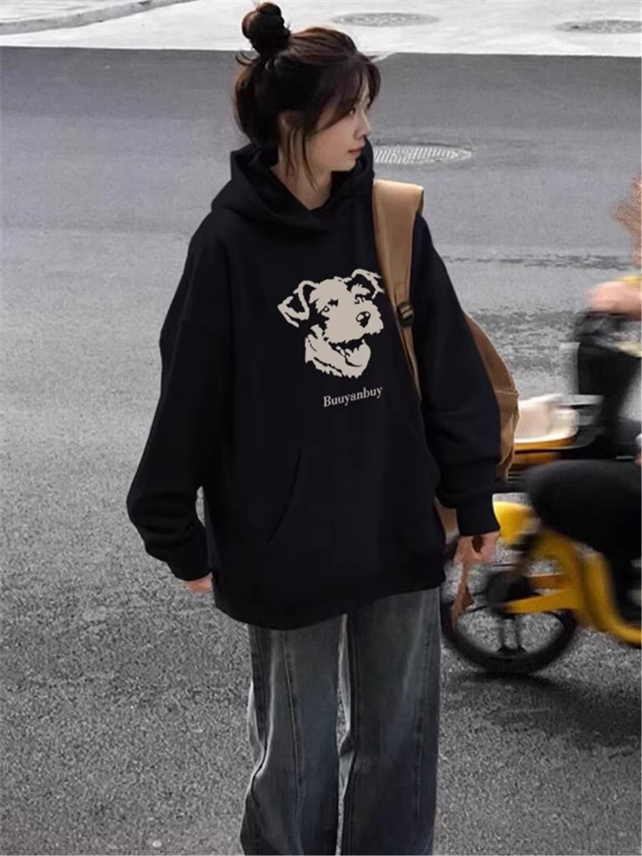 防棉華棉複合牛奶絲300克/銀狐絨400克連帽衛衣女