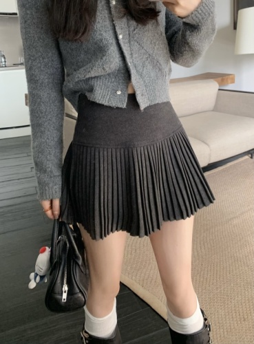 Actual shot~Thick woolen anti-exposure skirt A-line skirt