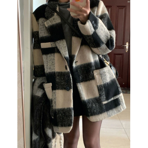 High-end woolen coat for women 2023 new autumn and winter Korean style college style foreign style thickened woolen coat for small people