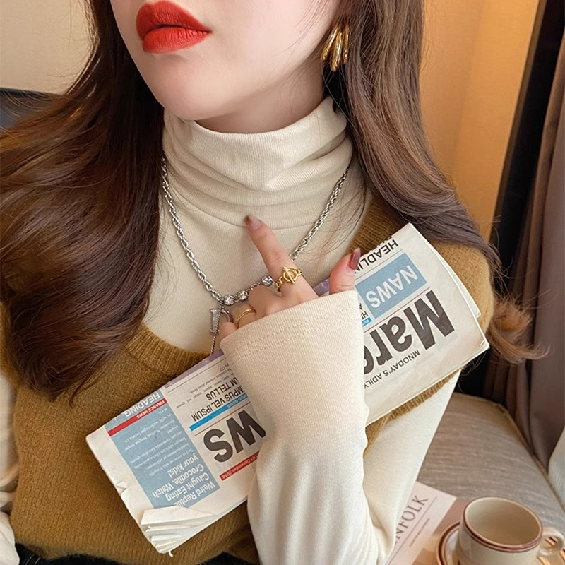 衝量款高領打底衫女秋冬內搭長袖t恤修身百搭洋氣堆堆領上衣