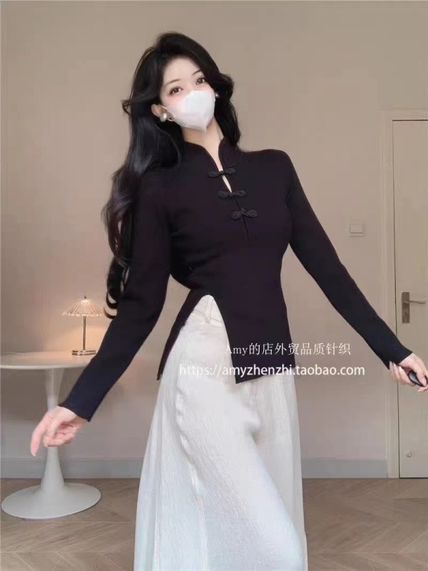 設計感v領超好看針織衫女裝秋季2023新款小個子歐貨漂亮時尚上
