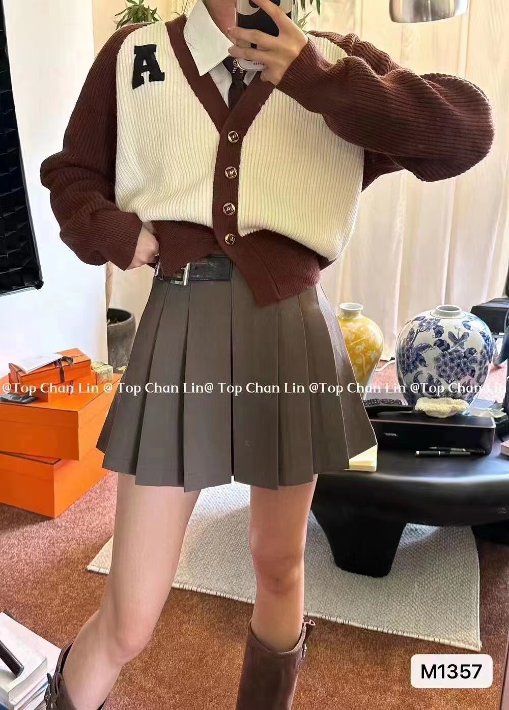 秋冬新款韓版休閒時尚V領拼色單排扣寬鬆外套