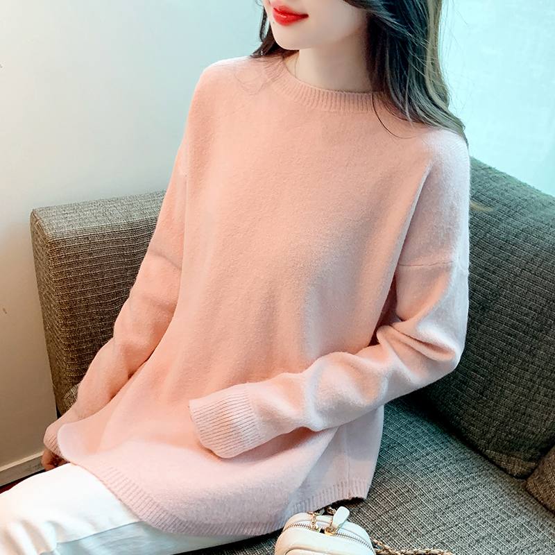 已出貨 2023秋冬新款甜美寬鬆休閒慵懶風純色套頭毛針織衫女毛衣