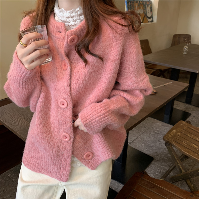Forest sweater women's outer wear 2023 autumn and winter loose Korean version ins lazy style Japanese vintage knitted cardigan jacket