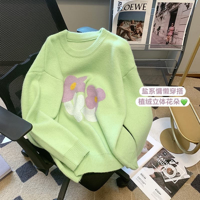 實拍日系慵懶風毛衣女秋冬復古小眾設計感溫柔風軟糯小個子針織衫