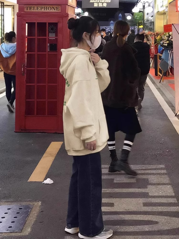 防棉華棉複合牛奶絲300克/銀狐絨400克連帽衛衣女