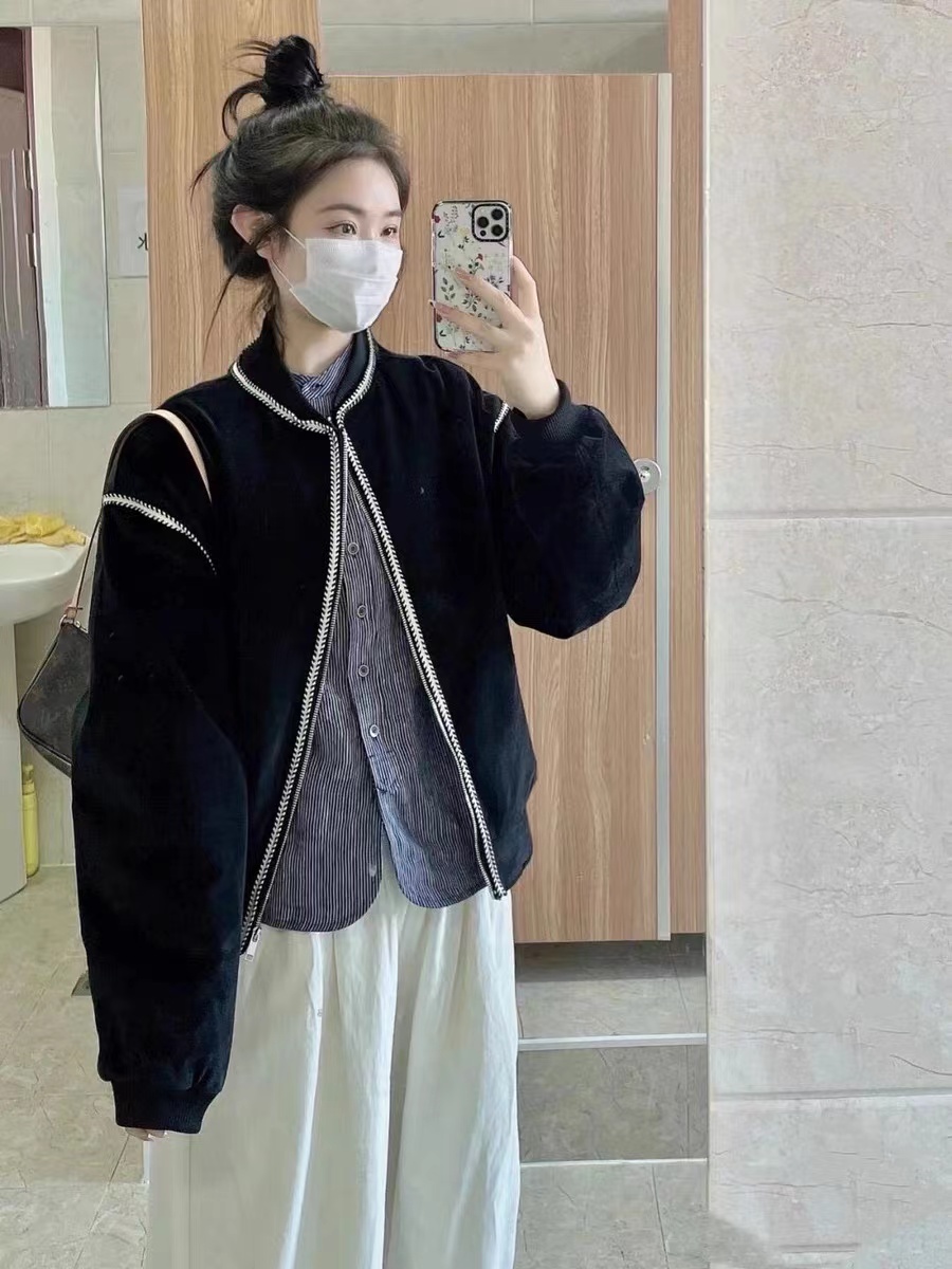 American street baseball uniform for women in autumn and winter new design niche vintage casual jacket tops