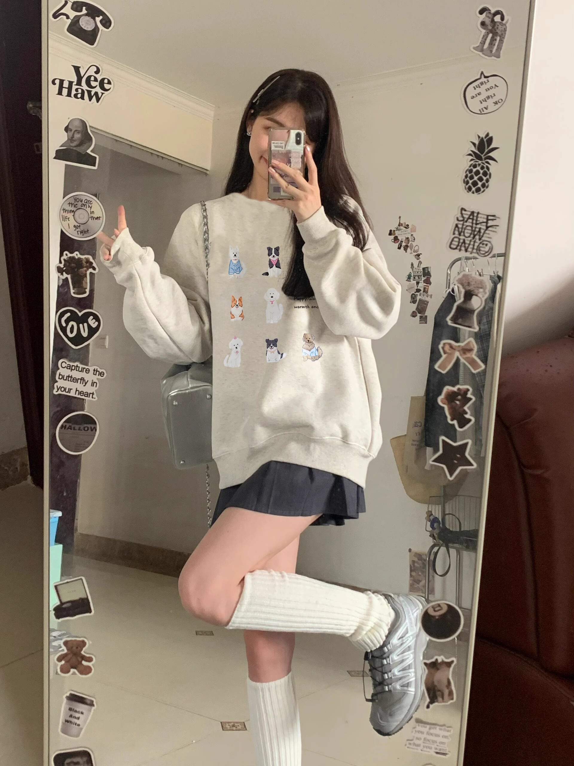 CVC棉麵食毛華棉複合/牛奶絲300克銀狐絨400克前 印花圓領衛衣女