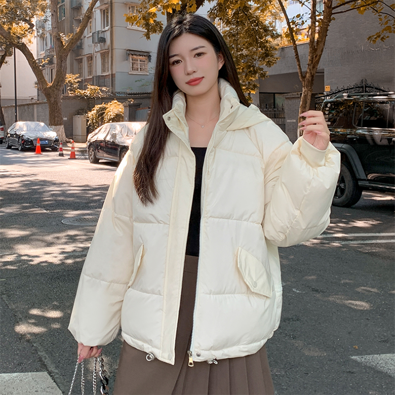 實拍羽絨棉服女短款2023冬季韓版新款連帽棉衣學院風加厚棉襖外套