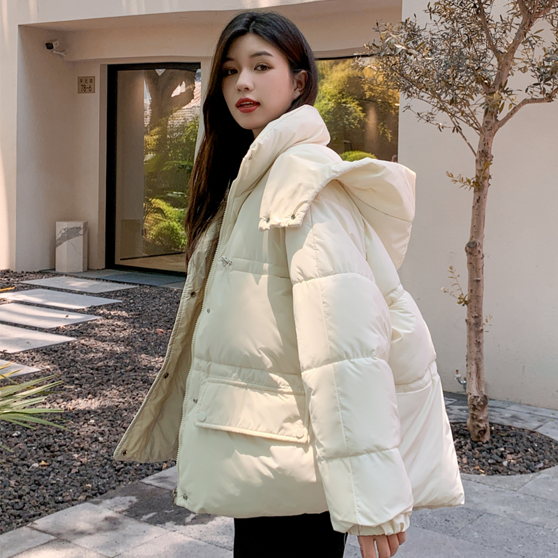 實拍2023大碼女裝羽絨棉服女短款韓版麵包服寬鬆遮肉加厚外套冬季