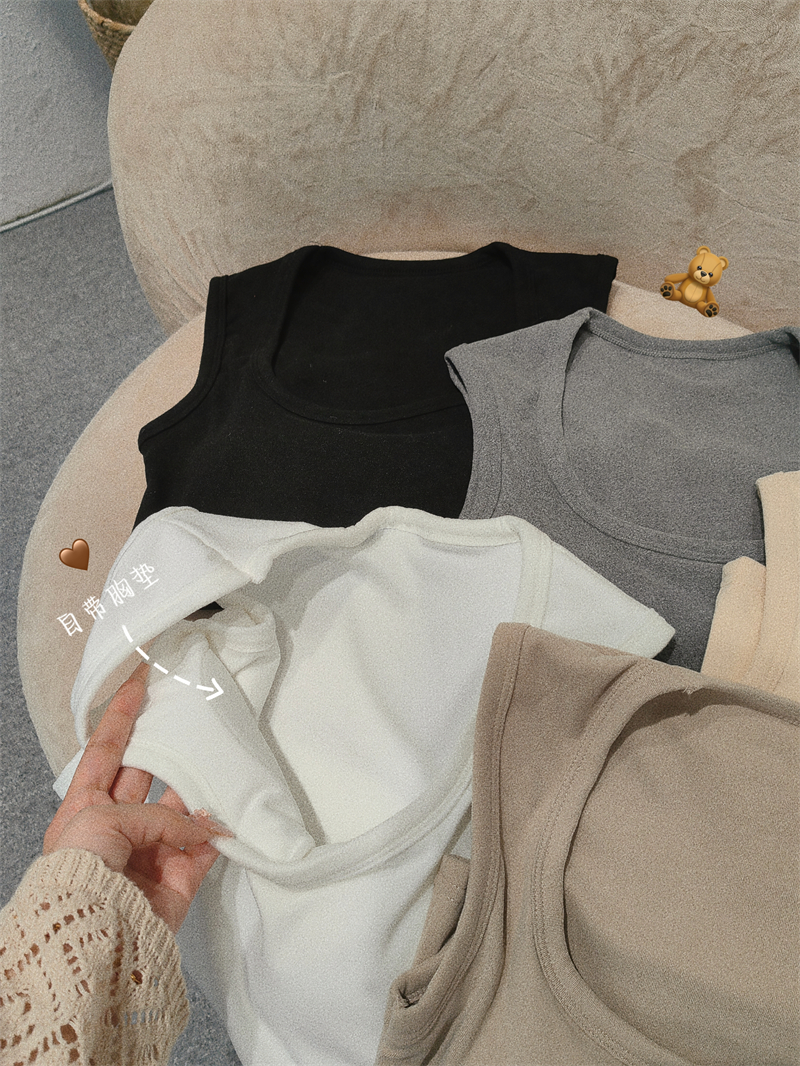 Actual price: Small heater double-sided brushed thickened casual square collar chest pad thermal vest underwear for women