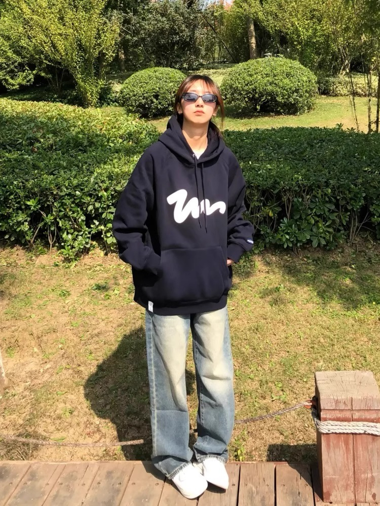 CVC cotton pasta wool Chinese cotton composite/milk silk 320g silver fox velvet 400g front printed hooded sweatshirt for women