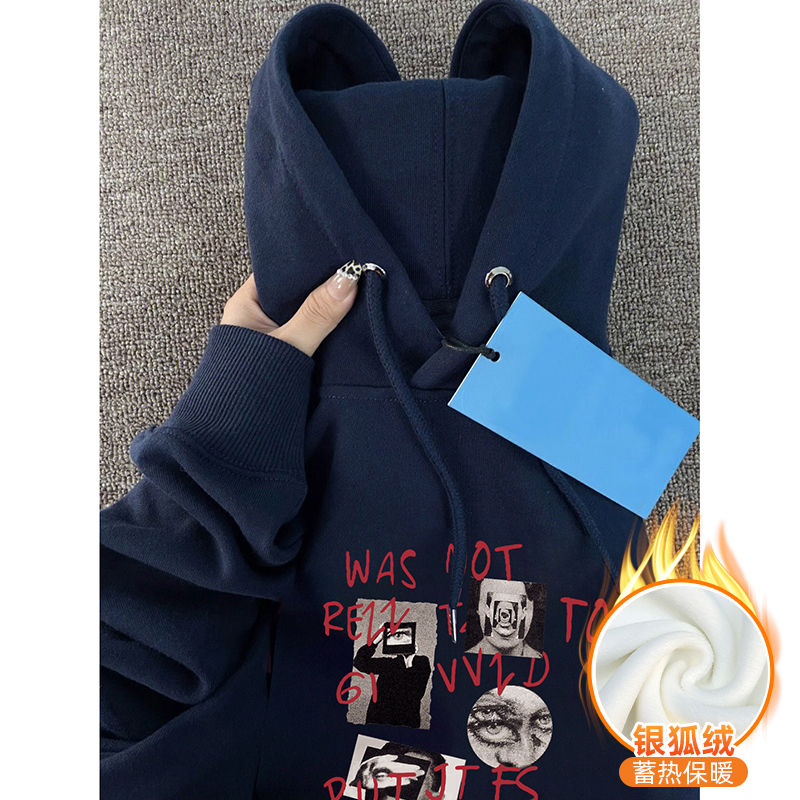 Chinese cotton composite silver fox velvet new autumn and winter hooded sweatshirt for women