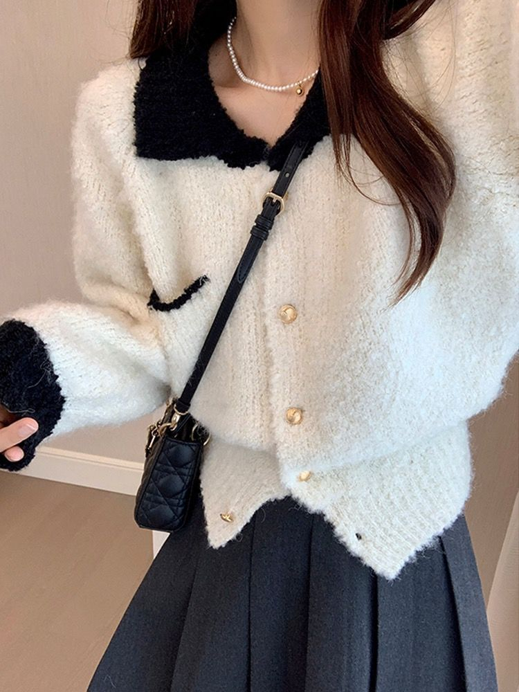 Xiaoxiangfeng plush knitted sweater jacket for women in autumn and winter, high-end, loose, slim, casual and versatile cardigan top