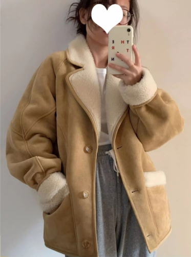 Original method of suede short coat for women, lamb wool, small fragrant style fur, one-piece lamb velvet cotton jacket for winter