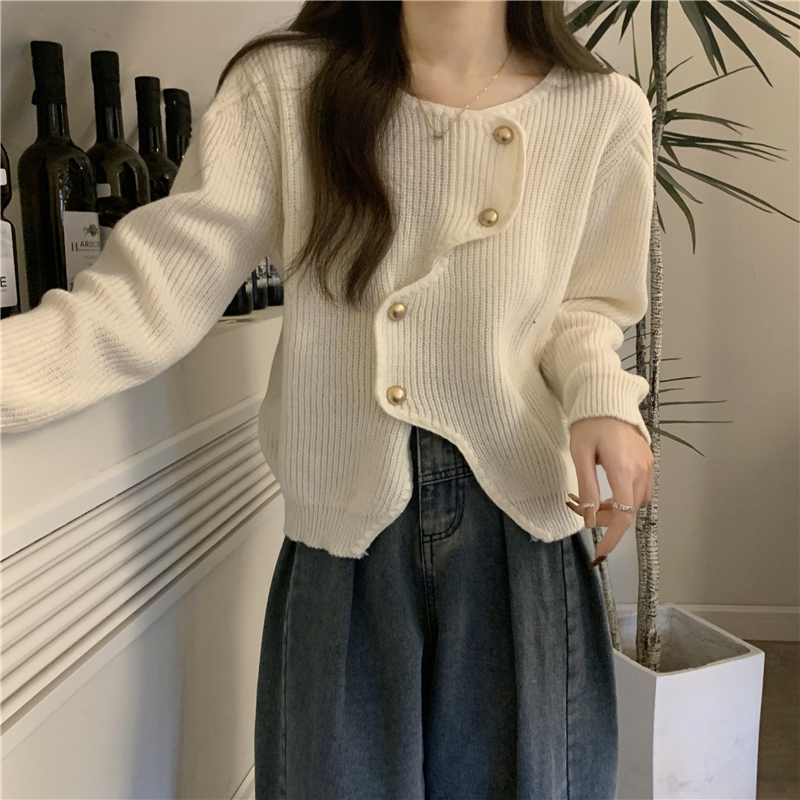 實拍 新款韓版不規則設計感百搭休閒毛衣上衣外套女