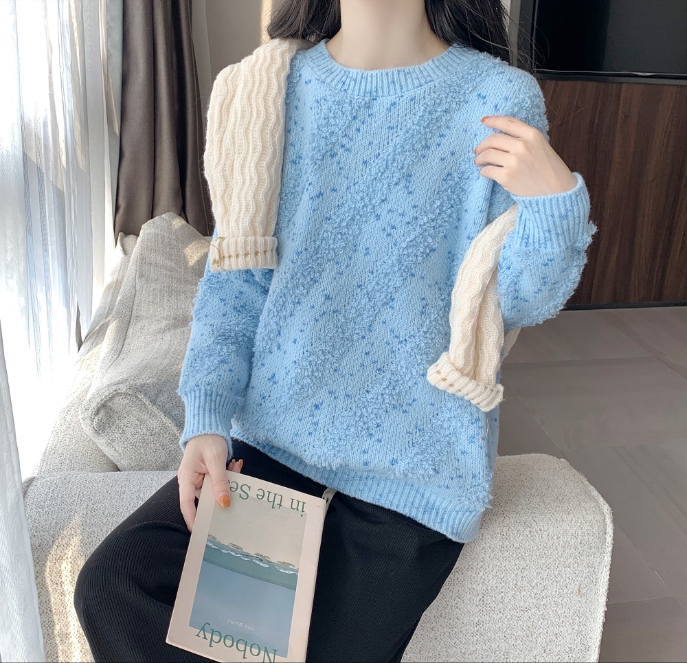實拍~溫柔軟糯毛衣女秋季設計感小眾寬鬆顯瘦針織衫長袖上衣