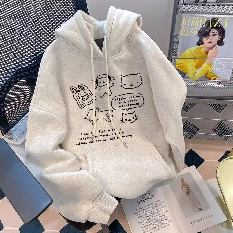 仿棉華棉複合牛奶絲320克銀狐絨420克圓領連帽雙帽寬鬆衛衣