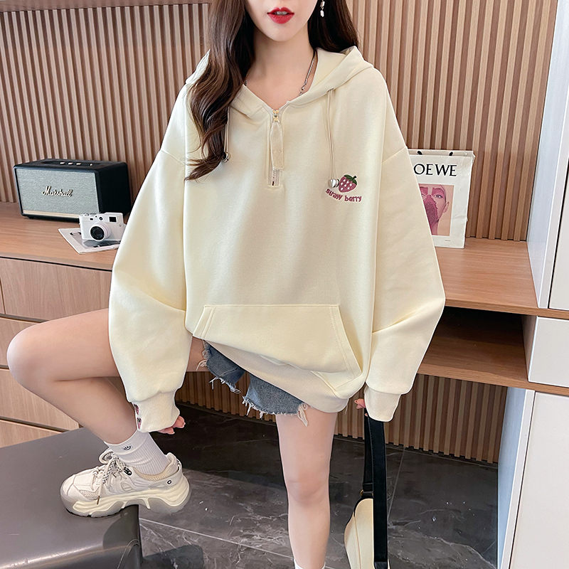 Real shot of Huamian embroidery design niche hooded sweatshirt women's jacket new autumn and winter style super hot top