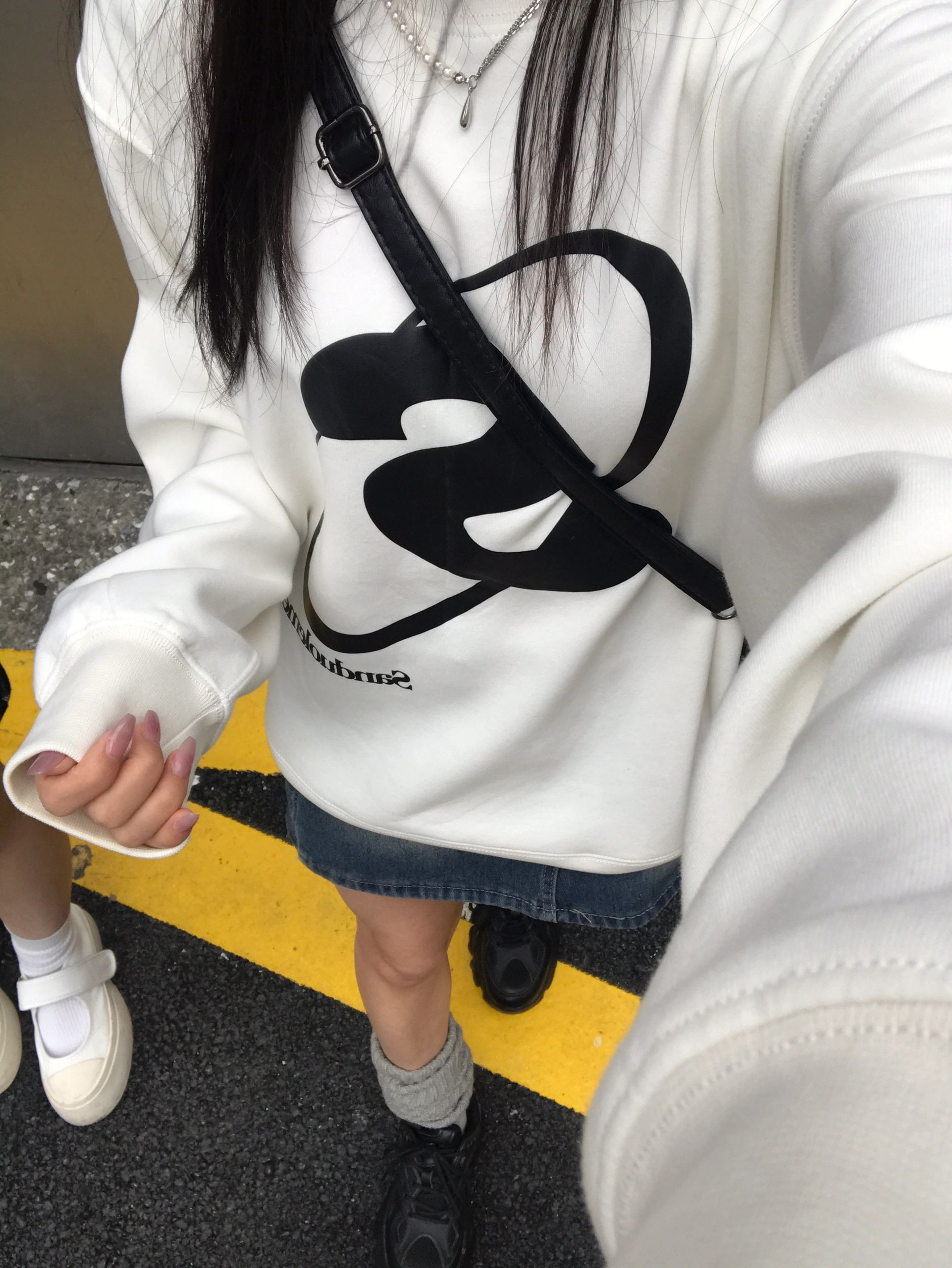 純棉 銀狐絨 美式小眾慵懶風印花寬鬆百搭衛衣
