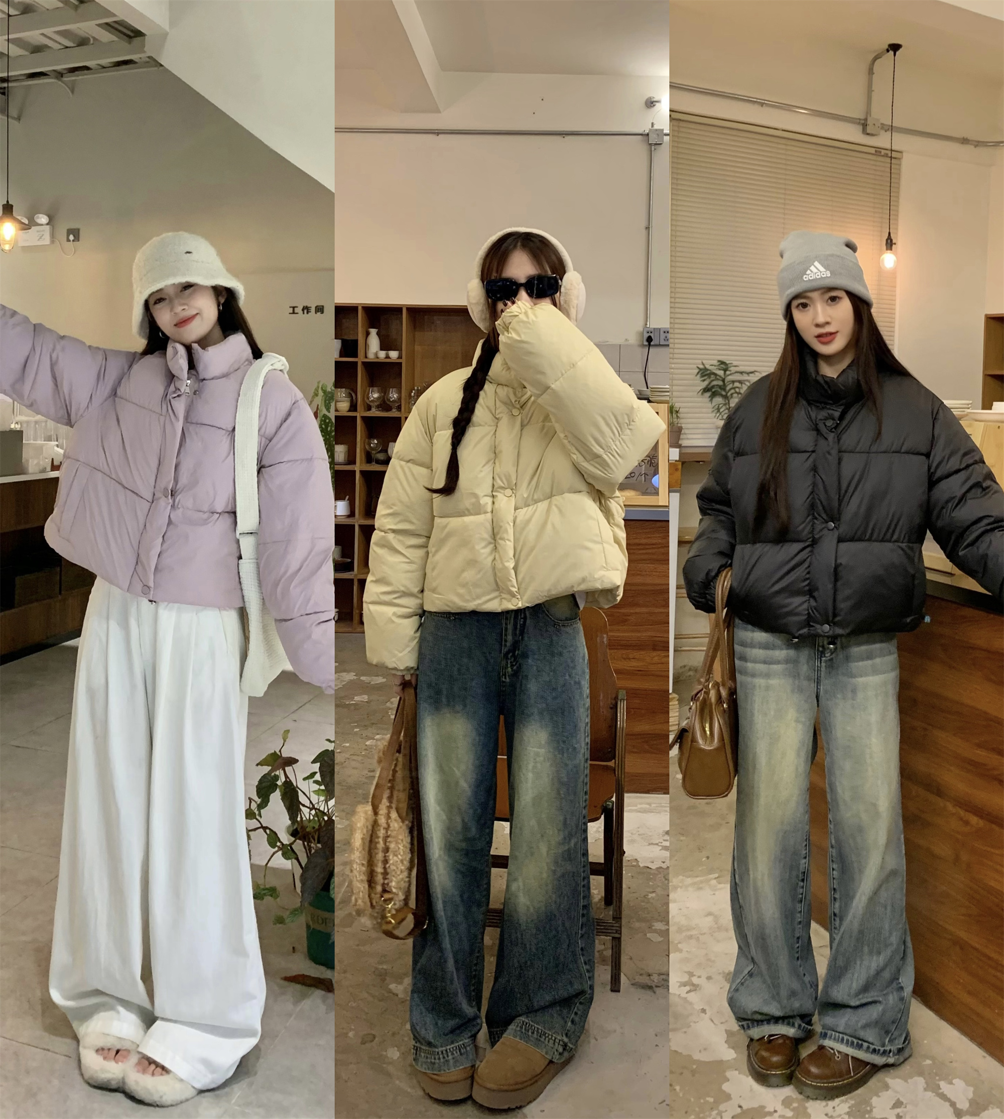 實拍！韓版寬鬆短款加厚棉服