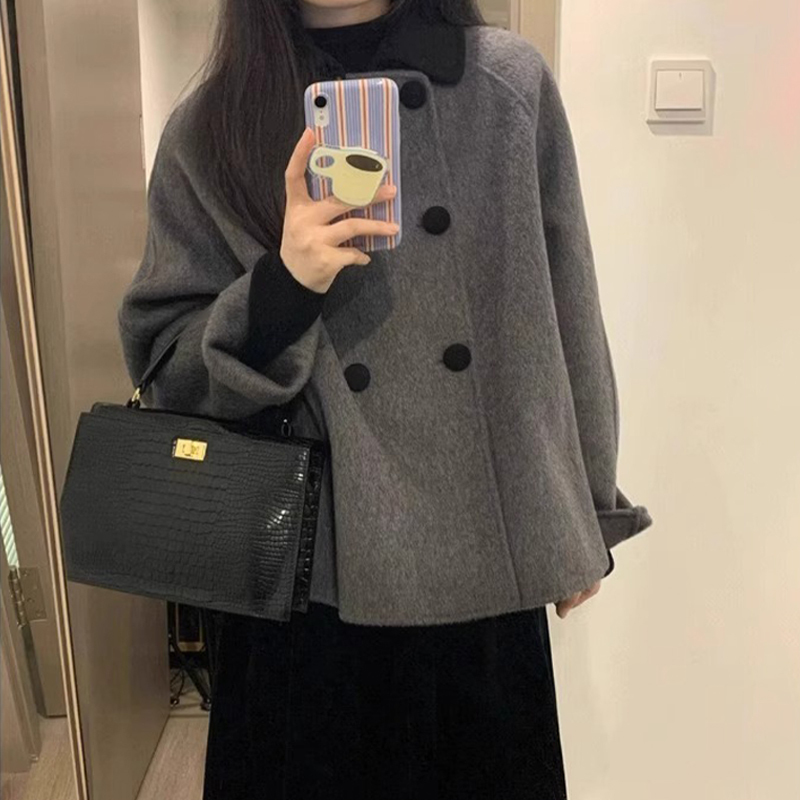 韓系毛呢外套女秋冬季2023年新款高級感赫本風小個子短款呢子大衣