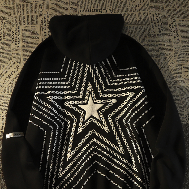 310g imitation cotton interwoven fabric, non-pilling, velvet sweatshirt for women, hooded, foam printed, double layer hood with back strip