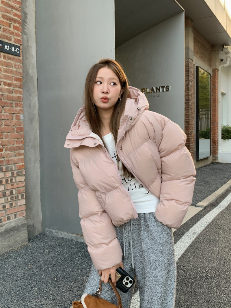 實拍加厚保暖小個子連帽麵包服棉衣外套