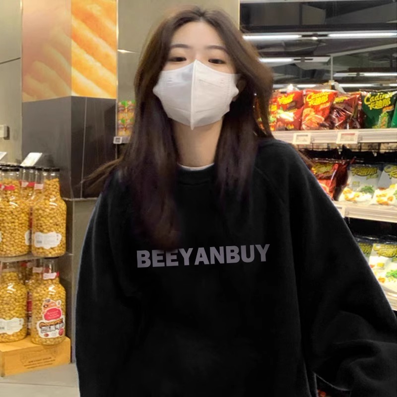 CVC棉麵食毛華棉複合/牛奶絲300克銀狐絨400克前 印花圓領衛衣女
