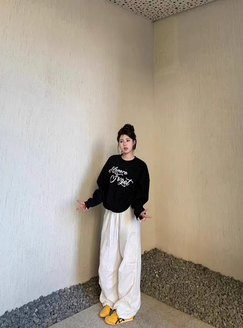 250克大衛衣冬季韓版寬鬆字母印花衛衣加絨慵懶風上衣女