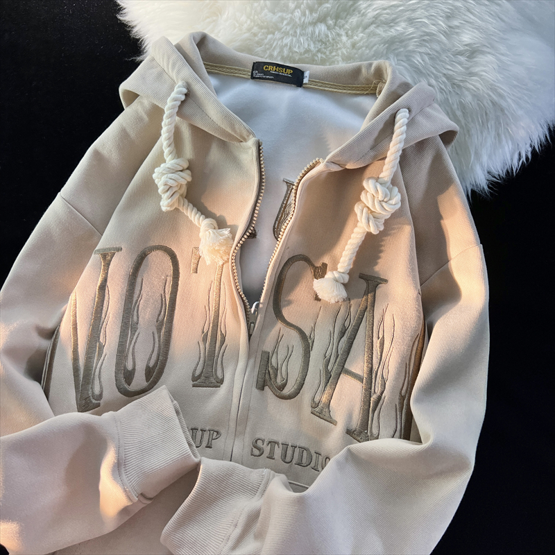 310g imitation cotton interwoven fabric, non-pilling, winter velvet sweatshirt for women with embroidered hood, double layer hood with back strip