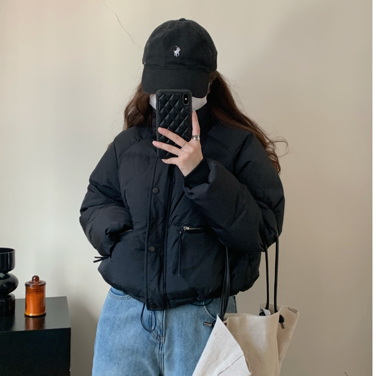 韓系溫柔短款羽絨棉服女小個子寬鬆新款加厚麵包服棉