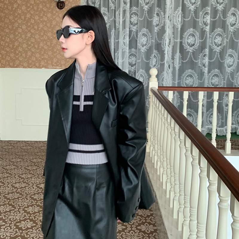 設計感小眾條紋長袖拉鏈針織衫女秋冬2023新款打底衫收腰辣妹上衣