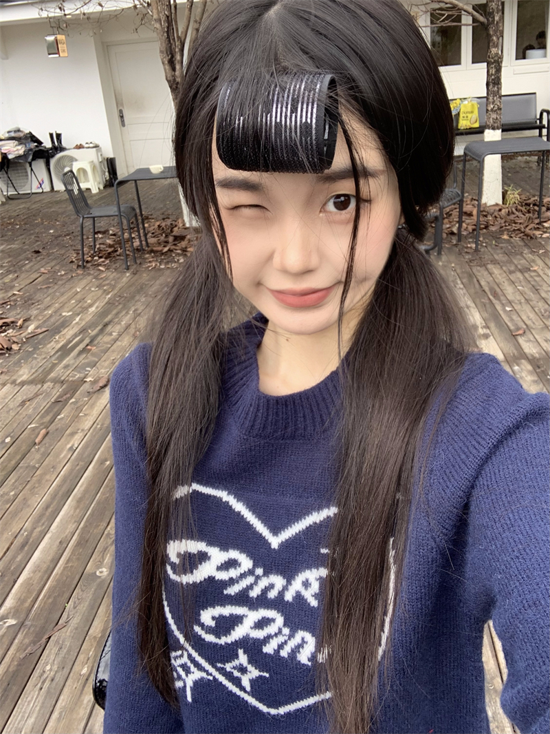 實拍   短款提花套頭毛衣