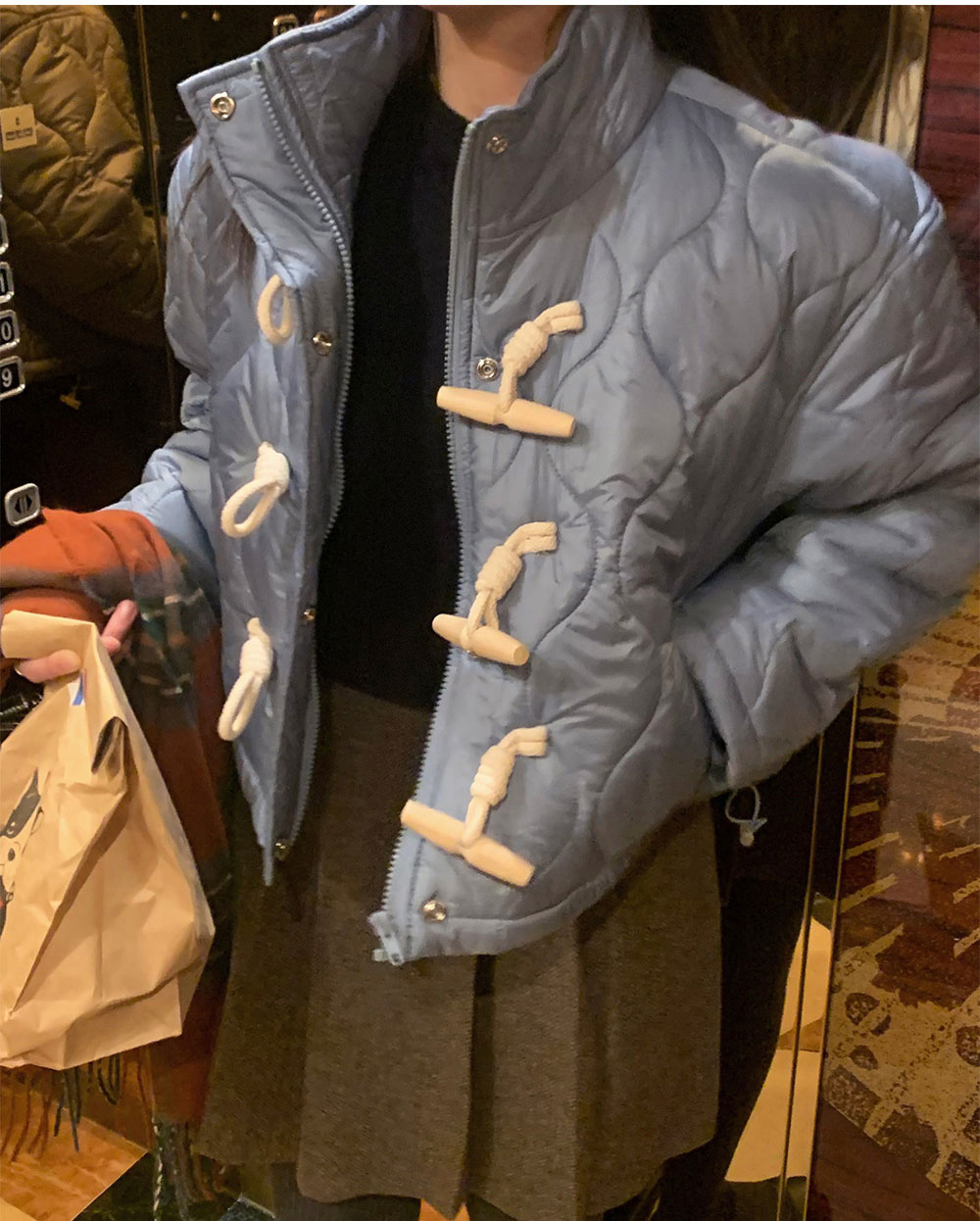 加厚長袖開衫牛仔扣棉服外套女百搭立領韓版短外套上衣