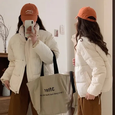 經典簡約羽絨服女2023年潮短款小個子奶呼呼韓版女輕便寬鬆麵包服